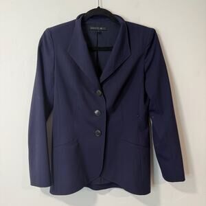 Lafayette 148 Women's Wool Blazer Jacket Navy Blue 2 Button Closure Career
